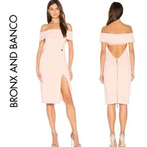 Bronx & Banco strapless off shoulder bodycon Dress, open back, pink, size 4US